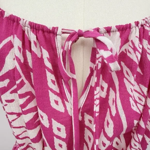 Natori Getaway Midi Dress Pink Lightweight Cotton Boho XS Resort Vacation Summer - Picture 3 of 9